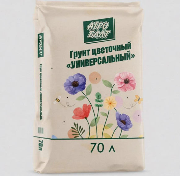 "Агробалт" Грунт Цветочный универсальный  70л, фр 0-20мм, PH 5,5 - 6,5